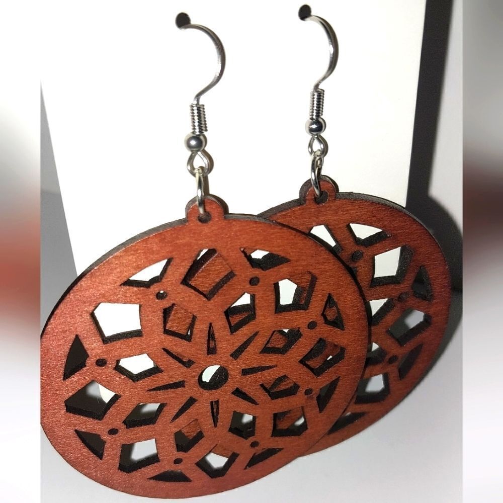 Gorgeous hollow wooden earrings